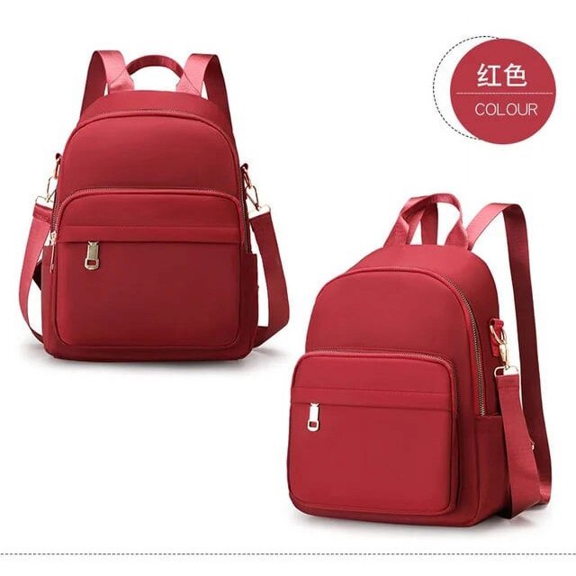 YOPTOP Sacs à Dos Mode Couleur Unie pour Étudiants Universitaires Grande Capacité Sacs à Dos pour Femmes Décontracté Nylon Imperméable Sac à Dos Femmes, Rouge