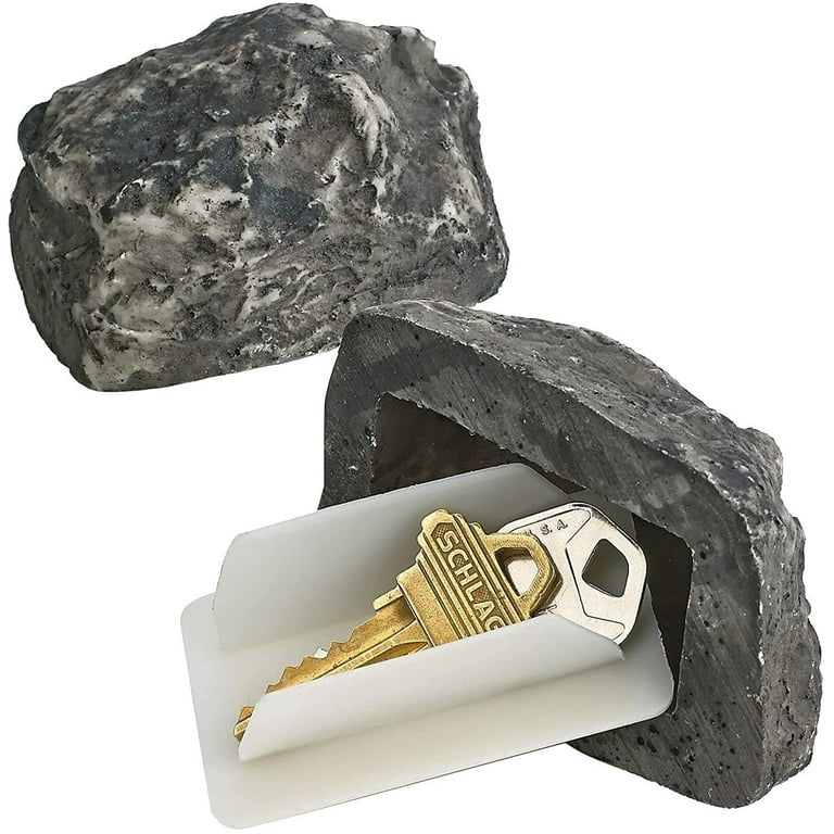 Fake Rock Key Hider,Flat Plastic Base Holder in Gray Color for Safe  Compartment of Spare Car Key, House Keys ,Home Improvement, Unique Gift