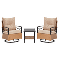 thumbnail image 3 of MELLCOM 3 Pieces Patio Furniture Set, Outdoor Swivel Patio Rocker Chairs with Thick Cushions and 2-Tier Coffee Table, Oversize Wicker Bistro Conversation Sets for Garden, Balcony, Backyard, Beige, 3 of 8