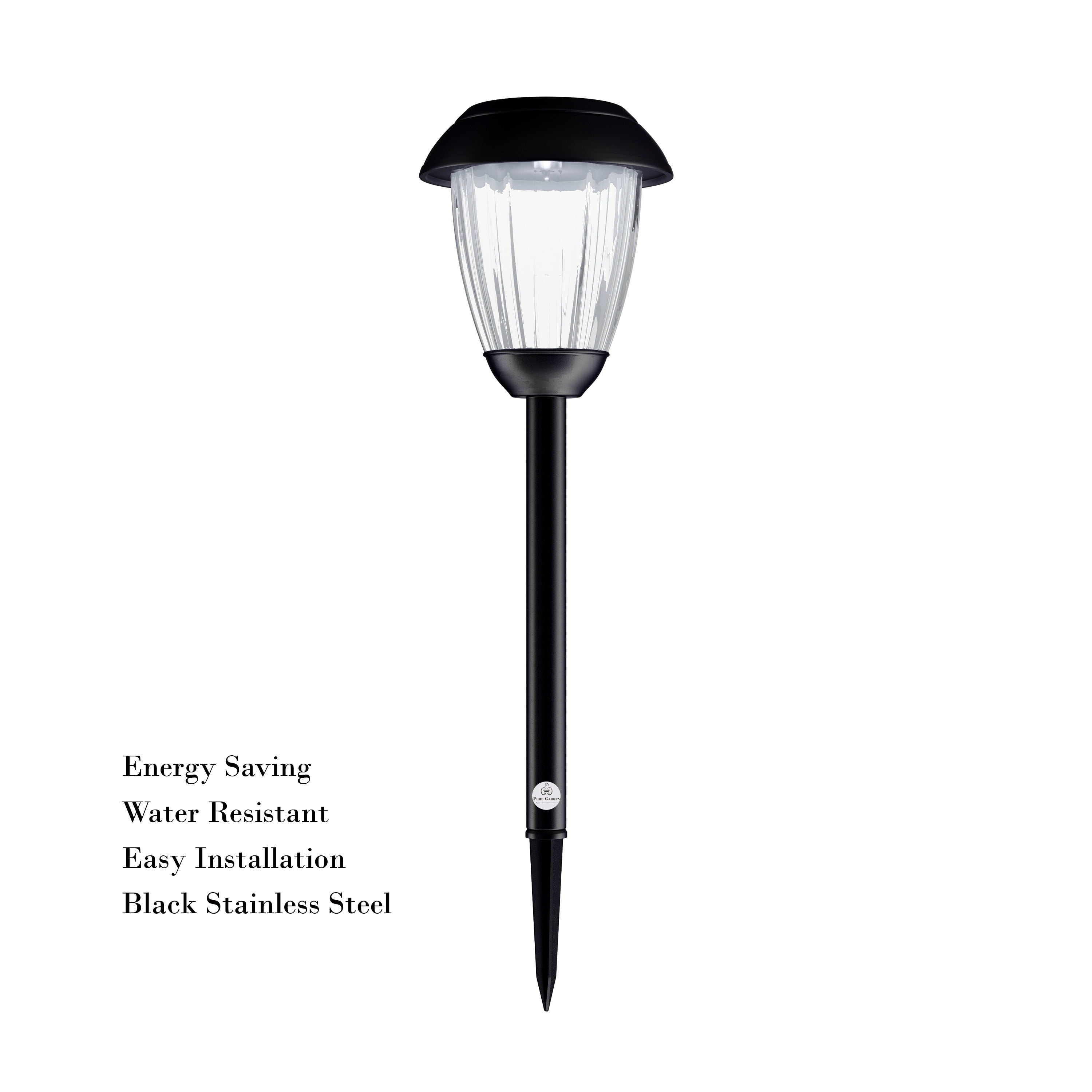 Pure Garden 8-Piece Solar Outdoor Lights Set for Landscape Lighting (Black)