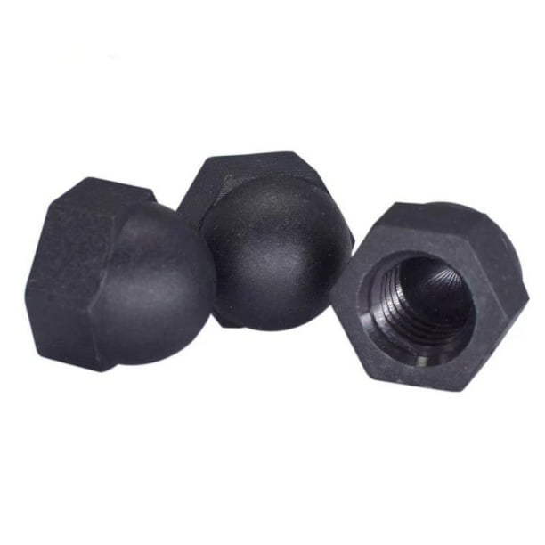 Tuerca de bellota M5, clavos hexagonales de cabeza de cúpula de bellota para tornillos, pernos de nailon negro, 20 uds.