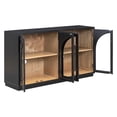 thumbnail image 2 of LiviNest Arched Sideboard Buffet Cabinet: 4-Door Glass Storage with Adjustable Shelves - 275 LBS Load-Bearing for Dining Room & Living Room - Retro Style Black Wooden Furniture, 2 of 6