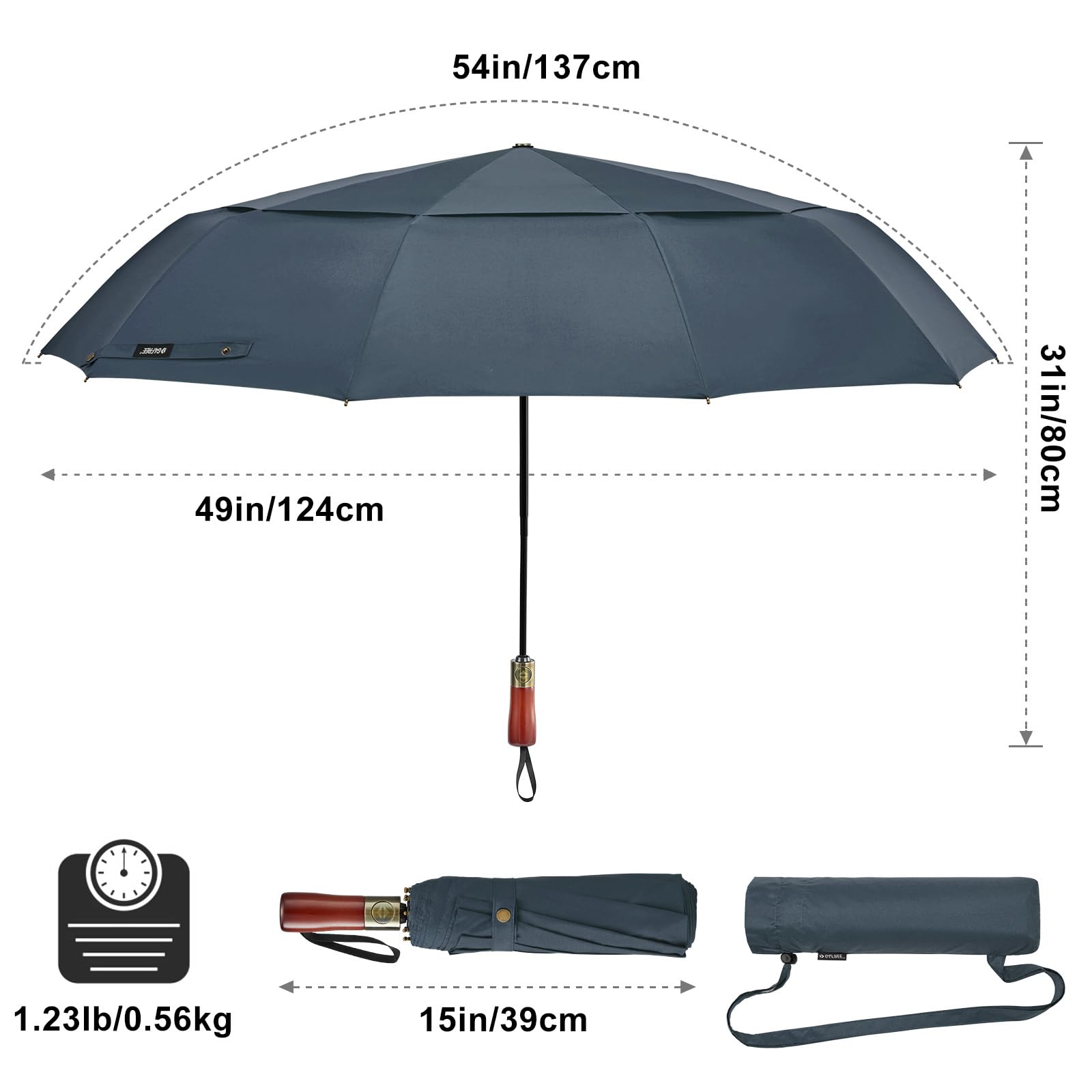 G4Free 54" Large Compact Windproof Golf Umbrella | Auto Open/Close Folding Travel | Reinforced 10-Frame Vented Double Canopy for Men & Women
