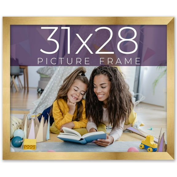31x28 Frame Gold Bronze Solid Wood Picture Frame Width 0.75 Inches | Interior Frame Depth 0.5