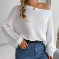 thumbnail image 2 of Lovskoo 2024 Sweaters for Women Long Sleeve Casual Solid Color Dolman Sleeve Loose Top Sweater White, 2 of 7