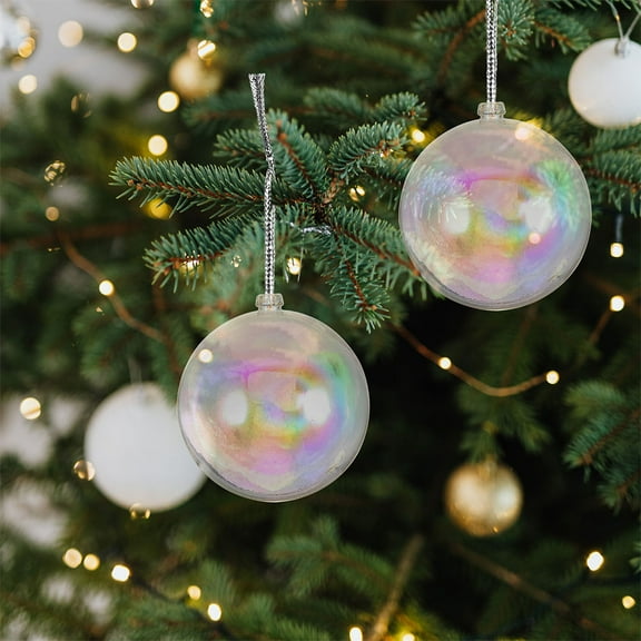 Worgeous Bubble Ornaments Clear Iridescent Plastic For Holiday Party 10Pcs