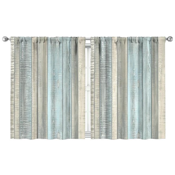 Vintage Teal Wood Grain Curtains-Blackout Curtains Bedroom Decor Living Room Darkening Grommet Window Drapes 2 Panels Set 42x54 inch