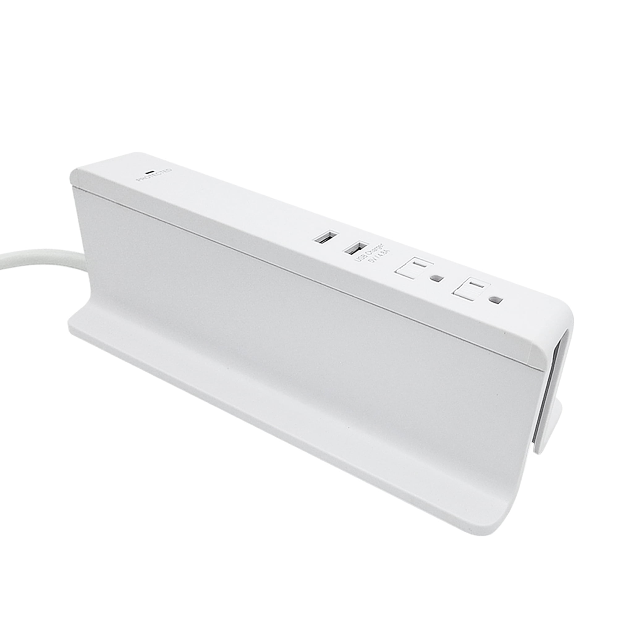 Uninex Power Station with 4-Foot Flat Angle Plug, 6 Outlets Side Access Floor & Desktop, Surge Protector with 2 USB Charger, Cable Organizer, Sliding Safety Covers UL White