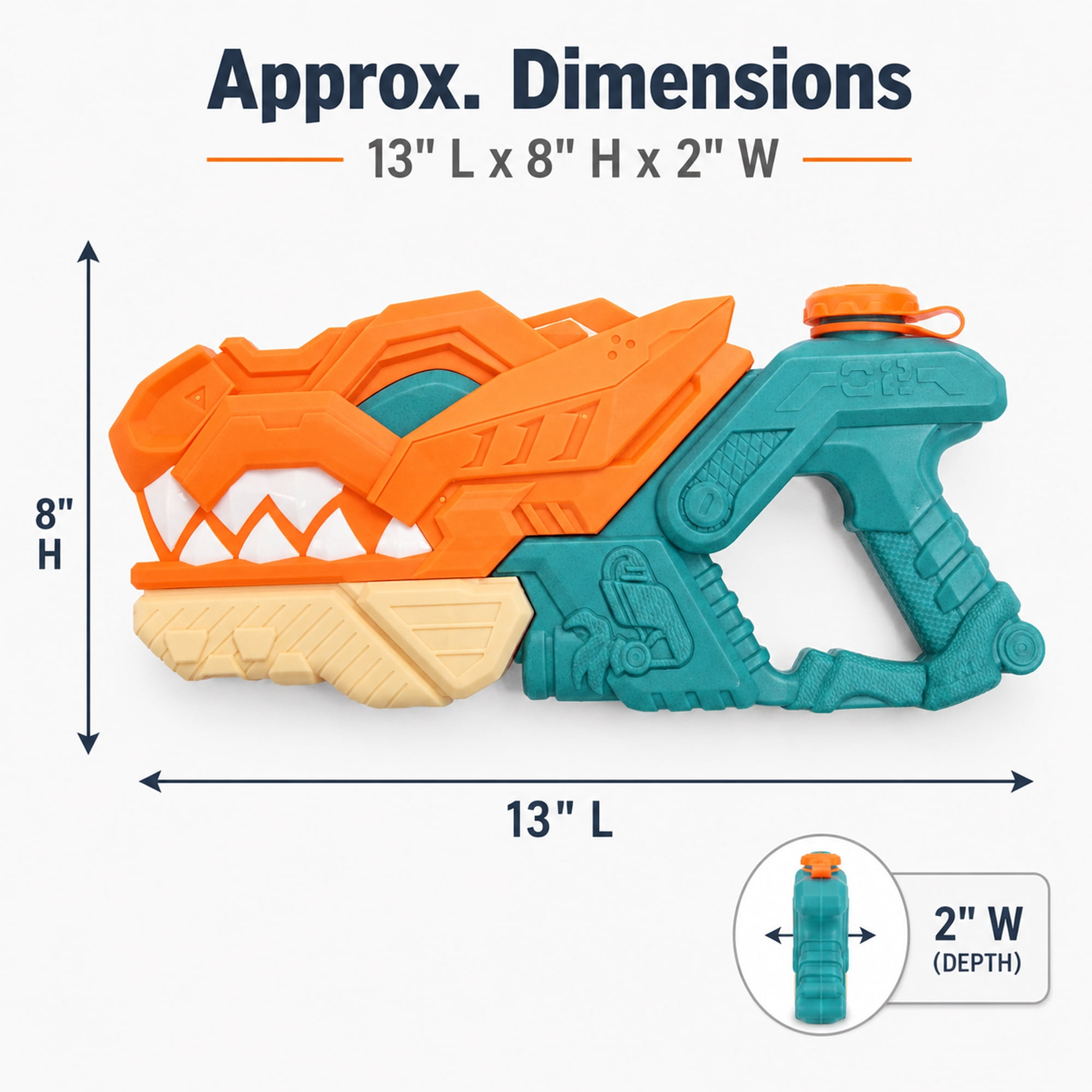 Kids Pump Action Water Blaster Toy, 13 Inch Outdoor Squirt Toy for Pool, Beach, Backyard Summer Play, Ages 3+