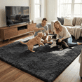 thumbnail image 2 of Rugs for Living Room, 5'x8' Soft Fluffy Area Rug for Bedroom, Plush Decorative Rug with Anti-Skid Backing, Indoor Home Carpet for Living Room, Dark Grey, 2 of 7