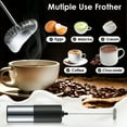 thumbnail image 4 of Milk Frother Handheld, Electric Coffe Frother, Drink Mixer with Stainless Steel Frother Stand, Mini Foam Maker, Electric Whisk for Milk Coffe Matcha Latte, Battery Operated, Black Silver, 4 of 7