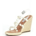 thumbnail image 4 of Steve Madden Upright Clear Espadrille Pearl Embellished Strap Wedge Sandals (Clear, 8), 4 of 6