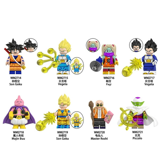 SparkyKid 8Pcs/Set Fantasy DragonBall GT Mini Model Brick, Vegeta Buu MOC Puzzle Assemble Action Figure, Building Blocks Toys for Imaginative Play