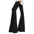 thumbnail image 2 of Sparkly Sequin Flared Pants for Women Y2k Slim Fit Elastic Waist Wide Leg Shiny Sequins Pants Rave Outfits Clubwear, 2 of 6