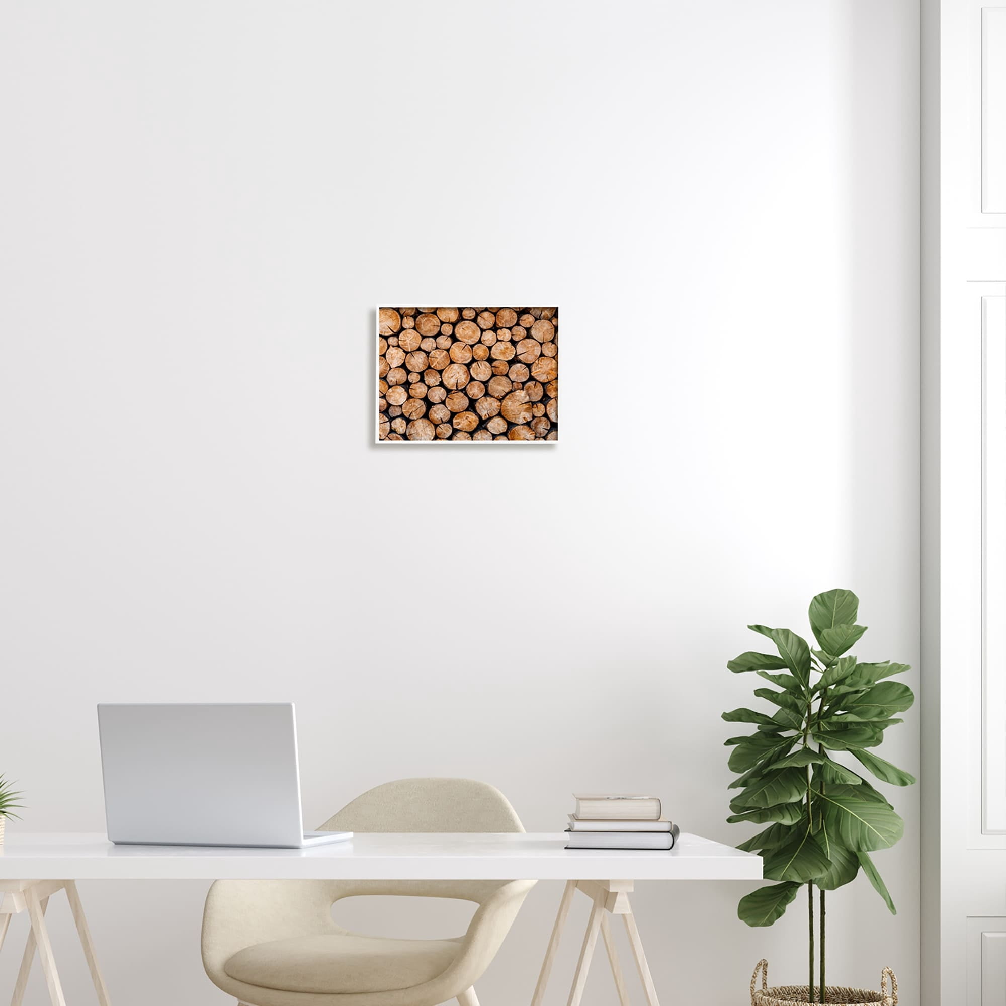 Stupell Industries Tree Logs Lumber Aerial View Modern Photography Photograph White Framed Art Print Wall Art, Design by Jeff Poe Photography