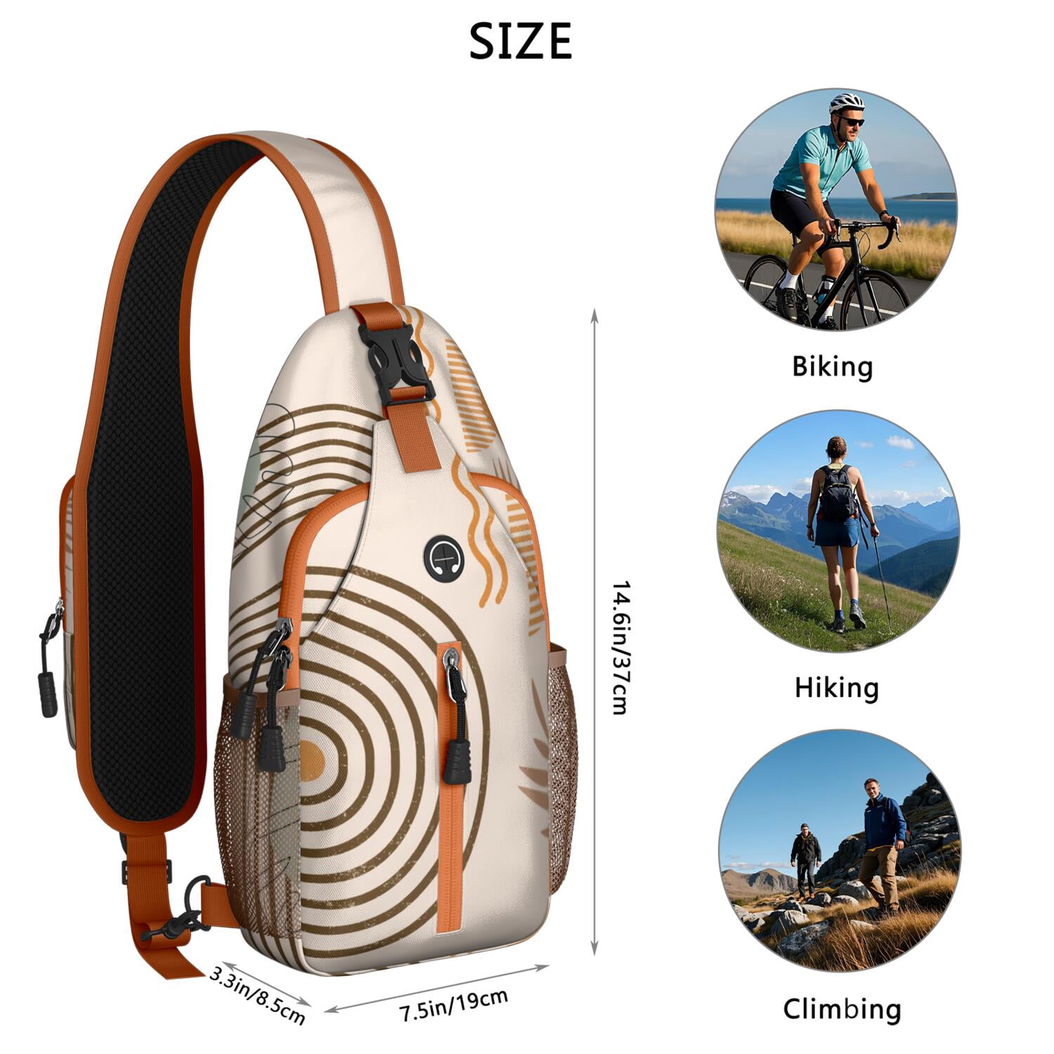 Pizza Party Sling Backpack with Colorful Foodie Food Design – Multipurpose Travel Daypack with Ergonomic Fit, Anti-Theft Back Pocket, Partitioned Storage, Water-Resistant Fabric, Adjustable Strap