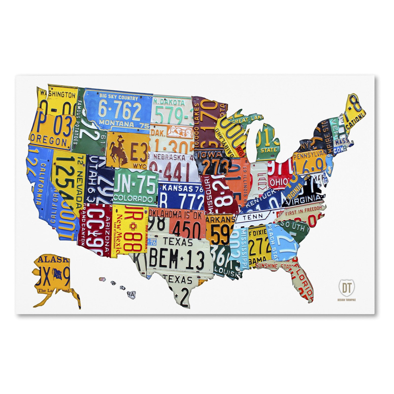 Trademark Fine Art 'License Plate Map USA 2' Canvas Art by Design Turnpike, Black Matte, Black Frame