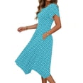 thumbnail image 2 of TaTaai Women's Polka Dot Flutter Sleeve Dress Short Sleeve Round Neck Midi Casual Dress with Irregular Hem Lightweight Stretchy Gift, 2 of 6
