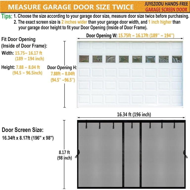 16x8 FT, 36 Magnets, Fiberglass Mesh Hands Free Screen Door