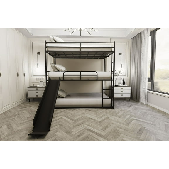 CoSoTower Twin Size House Loft Bed with Slide and Ladder, Black