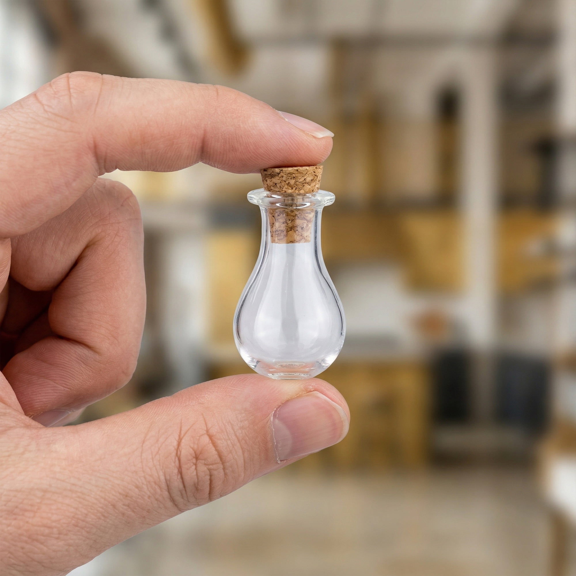 Unique Bargains 6Pcs Tiny Glass Bottles with Cork Stoppers Teardrop 0.6" x 0.6" x 1.2"