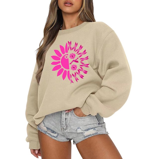 Jienlioq Hauts de Sortie pour Femmes Mode Femmes Col Rond Manches Longues Imprimé Chandail en Molleton Ample Blouse Hauts Offres Cyberlundi
