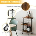 thumbnail image 4 of 3-Tier Rustic Bar Cart with Wheels – Mobile Drink & Wine Serving Cart with Glass Holder for Kitchen, Living Room, Dining Room, 4 of 8