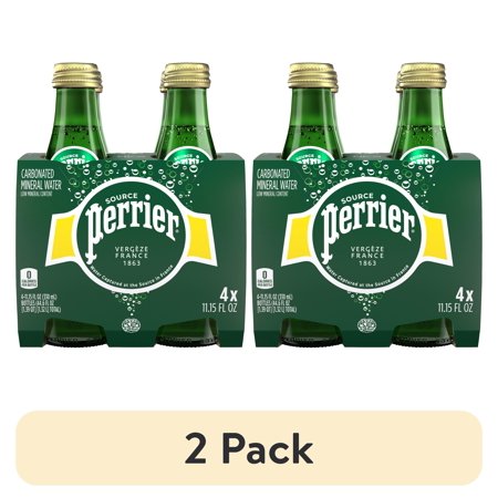 (2 pack) Perrier Carbonated Mineral Water, 11.15 fl oz Glass Bottle, 4 Pack, Allergens Not Contained