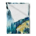 thumbnail image 2 of Impressionist Soft Flannel Fleece Throw Blanket, Mountain Forest Landscape Nature Outdoor Scene Painting, Cozy Plush for Indoor and Outdoor Use, 50" x 60", Dark Yellow Sea Blue, by Ambesonne, 2 of 5