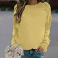thumbnail image 3 of Scyoekwg Sweatshirts for Women Crewneck Ladies Sweatshirt Pullover Casual Solid Color Fall Sweatshirt Long Sleeve Loose Sweatshirts for Teen Girls(Yellow,XXL), 3 of 4