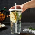 thumbnail image 5 of Hauiodp Glass Cups with Lids and Straws, Reusable Iced Coffee Cups, Leak-Proof Portable Travel Water Glass Tumbler for Smoothies, Iced Coffee, Hot or Cold Drinks, 5 of 6