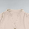 thumbnail image 6 of HomeDM Women's Button Down V Neck Short Sleeve Shirts Solid Color Work Office Casual Tops - Khaki/L, 6 of 9
