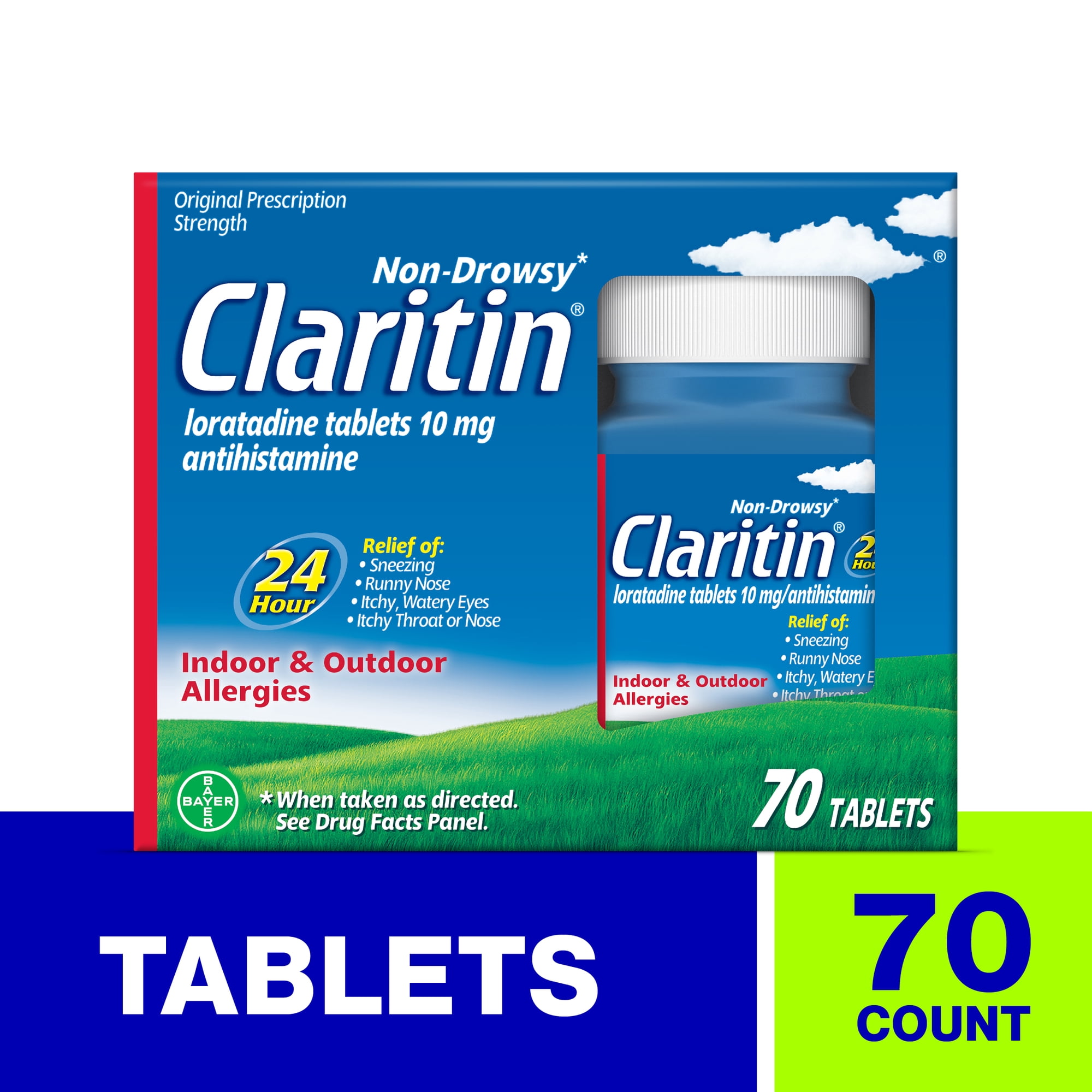 Claritin Allergy Relief 24 Hour Non-Drowsy Loratadine Antihistamine Allergy Medicine Tablets, 70 Count