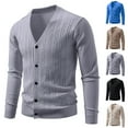 thumbnail image 3 of Bcfgryg New Men's V Neck Jacquard Knitted Sweater Jacket Long Cardigan Men Blue XL, 3 of 3
