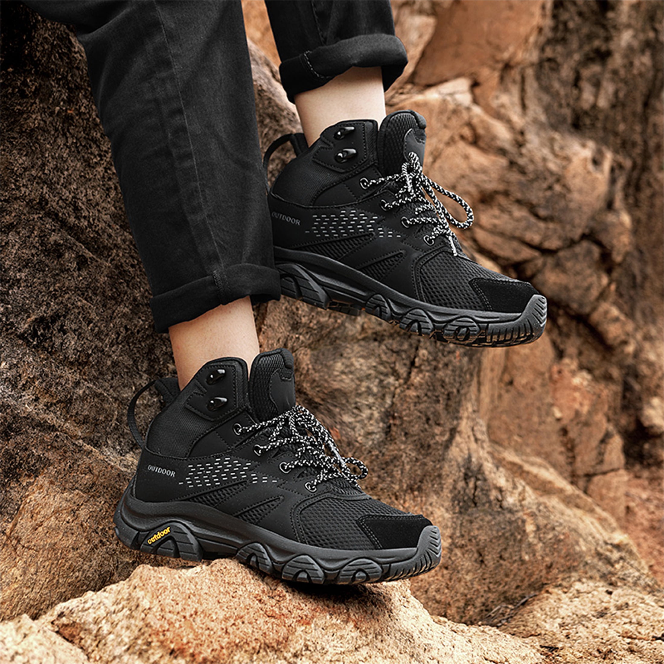 YOURDIARY Womens Mens High-Top Hiking Shoes Outdoor Breathable Anti-Slip Athletic Shoes Trekking Sneakers