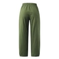 thumbnail image 2 of QLEICOM Womens Slacks Women's Wrinkle Free Relaxed Fit Straight Leg Pants Loose Solid Pockets Elastic Waist Comfortable Harem Ankle-Length Pants Wide Leg Pants Relaxed Fit Trousers Army Green M, 2 of 7