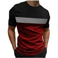 thumbnail image 4 of COSFO Crew Neck Mens Tshirts Casual Short Sleeve Tops Loose Workout Colorblock Pullover Mens Classic T-Shirt, 4 of 4