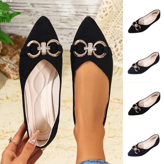 Lenago Bowknot Flat Dress Shoes for Women Low Shallow Heel Dress Shoes Slip-On Walking Shoes Round Toe Office Shopping Party Travel Black Size-9.5