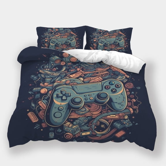 Comforter Cover Set Teen Adult Gamepad Printed Bedspreads Home Highend Bedding Cover Suit,King (90"x104")