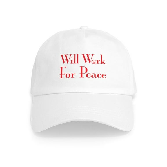 CafePress - Will Work For Peace Cap - Adjustable 100% Brushed Unisex Casual Cotton Baseball Cap, Beige, 1