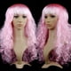 thumbnail image 2 of Peluca de ondas grandes coloridas, tocado para mascarada, tocado de pelo largo y rizado de fibra química, tocado divertido para cosplay, 2 of 5