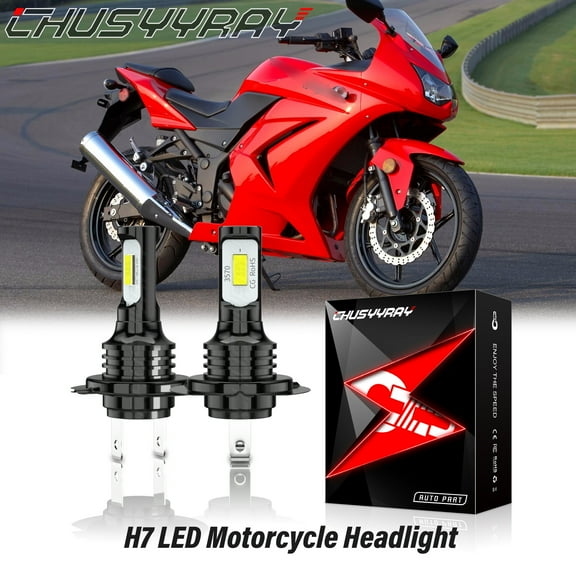 For Kawasaki Ninja 250r 2008-2012 Motorcycle H7 LED Headlight Bulbs 6000K White Ultra Brighter 2Pcs