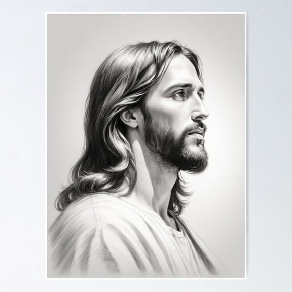 Kna Prints - Jesus Pencil Sketch 10 Poster Wall Art Print For Home Decor, Living Room, Bedroom, Office, UNFRAMED-8x12