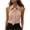 Khaki, variant on Women Blouse Tie-Neck Halter Sleeveless Shirt Slim Fit Top Off Shoulder Casual Pullover