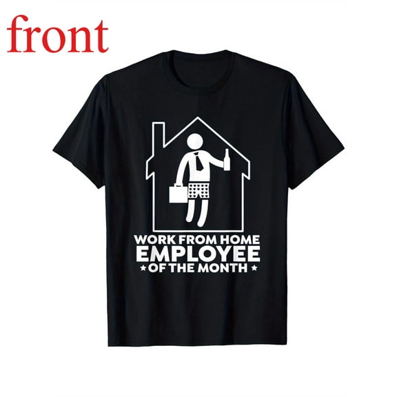 Women's Work From Home Graphic Cotton T Shirt Comfortable Short Sleeve Round Neck Top Black S-5XL