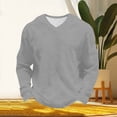 thumbnail image 5 of Ceisia Men's Fashion Long Sleeve V-Neck T-Shirt Solid Color Casual Relaxed Fit Stretch Waffle Knit Soft Comfort Breathable Home Gym Top Gifts for Father Gray 3X, 5 of 9
