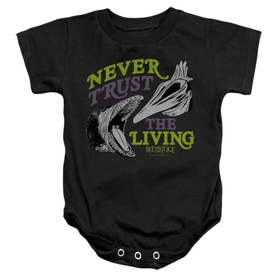 Beetlejuice Never Trust Unisex Infant Snap Suit for Baby (6 Months) Black