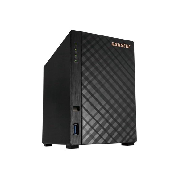 NAS ASUSTOR AS1202T de 2 bahías, Quad-Core 1.7 GHz, puerto 2.5 GbE, 1 GB DDR4, 3 puertos USB 3.0