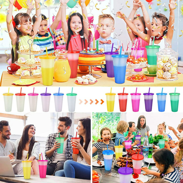  Youngever 7 Sets Plastic Kids Cups with Lids and Straws, 7  Reusable Toddler Cups with Straws in 7 Assorted Colors : Health & Household