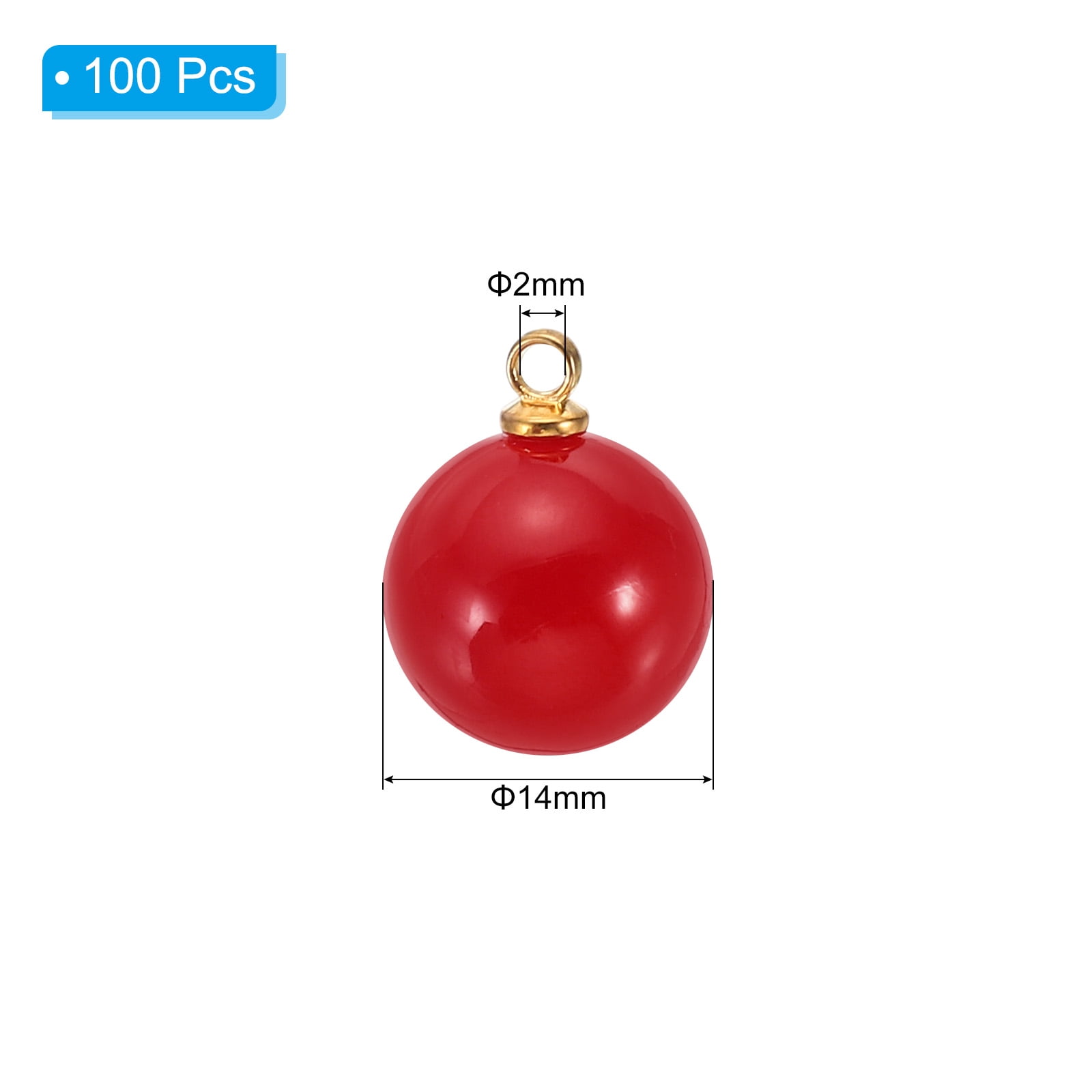 14mm Faux Pearl Charm Pendants Drops, 100pcs Pearl Beads for Jewelry Making Bracelets Earrings Necklace, Golden Red